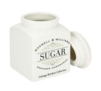 Barattolo Per Zucchero In Porcellana Bianca Da 500 Ml, Stile Cottage Kitchen, Con Coperchio Ermetico