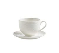 Maxwell & Williams Basics Diamanti Tazza da Tè e Piattino, Bianco, 220 ml