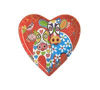 Maxwell & Williams Love Hearts Piatto laterale a forma di cuore con design Happy Moo Day, confezione regalo, porcellana, rosso, 15,5 cm