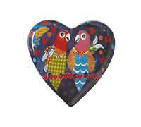 Maxwell & Williams Love Hearts Piatto laterale a forma di cuore con disegno di uccellini, confezione regalo, porcellana, blu navy, 15,5 cm