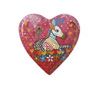 Maxwell & Williams Love Hearts Piattino da Dessert a Cuore in Porcellana, Motivo “Zebra a Zig Zag”, Confezione Regalo, Colore Rosa, 15,5 cm