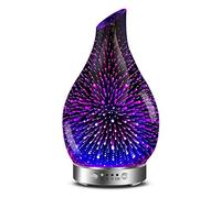 MAXWINER Diffusore di oli essenziali a ultrasuoni in vetro 3D per aromaterapia, spegnimento automatico, impostazione timer, luci LED in 7 colori che cambiano, per casa, ufficio, spa, 120 ml