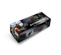 Maxx Tech Set combinato 4 in 1: tastiera con illuminazione a LED arcobaleno, mouse ottico, cuffie stereo multipiattaforma da gioco con jack da 3,5 mm, USB/mouse, 250 x 210 x 2 mm, opaco più codice