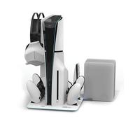 Maxx Tech Supporto di ricarica sottile per PS5 Konsolenhalterung - LED-Beleuchtung - Controller-Aufladung - Kühlung - Aufbewahrung