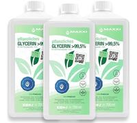 Maxxi Clean | 3x 700 ml Glicerina 99,5% | puramente vegetale e curativa per cosmetici e progetti fai-da-te | E422 Glicerolo di qualità farmaceutica | adatto per la cura della pelle