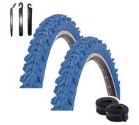 maxxi4you - Set di 2 copertoni per bicicletta Kenda K-829 Psycho da 24" per mountain bike, colore: blu 50-507 (24 x 1,95) + 2 camere d'aria DV con 3 leve per pneumatici