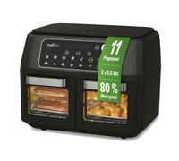 MAXXMEE Friggitrice ad aria calda a doppia camera, 11 litri, intelligente combinazione di forno ad aria calda, grill e friggitrice con 2 vani XXL da 5,5 litri, pannello di controllo digitale e