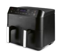 MAXXMEE Friggitrice ad aria calda doppio cestello, 7,6 litri, doppia friggitrice ad aria calda digitale con due camere, 2 x 3,8 litri, cottura simultanea di 2 diversi pasti | 6 programmi [2400 Watt]