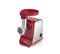 Maxxmee, tritacarne elettrico con accessori | Potente macchina per salsicce con robusto ingranaggio in metallo, con funzione di riavvolgimento, antiscivolo, in acciaio inox [1300 Watt/rosso]