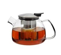 Maxxo Teapot - Teiera in vetro da 800 ml, realizzata a mano, resistente al calore, filtro in acciaio inox rimovibile, filtro da tè, vetro borosilicato, coperchio in acciaio inox (1400 ml)