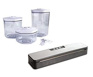 Maxxo VW Compact - Macchina professionale per sottovuoto e per sous vide compatta, in acciaio inox, per la casa, set di sacchetti e contenitori per sottovuoto