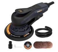 MAXXT Smerigliatrice exenter, 150 mm, brushless, con attacco a tre punte, corsa eccentrica da 5,0 mm, freno automatico (2 s), 6 velocità regolabili, include 10 fogli abrasivi e cavo da 5 m