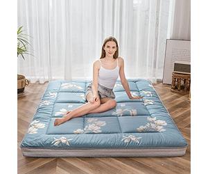 MAXYOYO, Futon/materasso giapponese da pavimento imbottito, trapuntato, pieghevole, traspirante, in cotone, adatto come topper, tatami, letto per gli ospiti (magnolia, 140 x 200 cm)