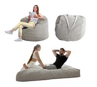 MAXYOYO - Poltrona a sacco convertibile, grande divano con morbido rivestimento in microfibra, perfetta per il salotto o per giocare, grigio, 1 piazza