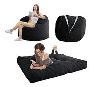 MAXYOYO - Poltrona a sacco, poltrona convertibile che si trasforma da poltrona in letto; grande divano con morbido rivestimento in microfibra, perfetta per il salotto o per giocare, nero, 1 piazza e