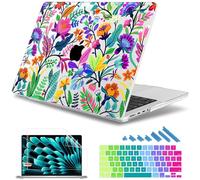 May Chen Nuovo per MacBook Pro 2021 16 pollici Modello: A2485 M1 Pro Max Retina XDR Display & Touch ID, tastiera pelle plastica guscio duro copertura della custodia, fiori colorati e foglie tropicali