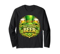 May Contain Beer Shamrock Clover St Patrick’s Day Drinking Maglia a Manica
