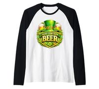 May Contain Beer Shamrock Clover St Patrick’s Day Drinking Maglia con Maniche Raglan