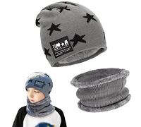 May Huang Berretto Invernale per Bambini, Beanie Bambino Cappello con Sciarpa Set, Scaldacollo Invernale Berretto, Cappelli Beanie Ragazzo Ragazza per 5-15 Anni (grau)