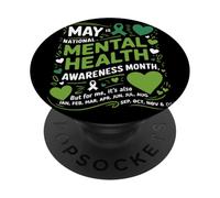 May Is National Mental Health Awareness Month Green Ribbon PopSockets PopGrip Adesivo