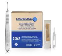 May Set Lame Sgorbie per Podologia e Pedicure | 100x Lame sterili Fig 1 Acciaio Carbonio + Manico per Bisturi N.3 Inox | Strumenti professionali per calli e duroni