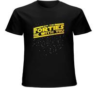 May The Forties Be with You Vintage 40Th Birthday Distressed Star Illustration 87 T Shirt Men's Tees Black XL