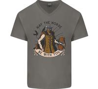May The Norreno Be With You Divertente Viking Uomo Scollo A V Cotone T-Shirt