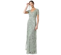 Maya Deluxe Abendkleid Pailletten Maxi Abendkleid Elegant für Hochzeit V-Ausschnitt A-linien-schnitt Brautjungfernkleid