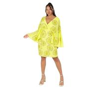 Maya Deluxe Abito da Donna con Maniche A V, con Scollo A V, con Stampa Floreale, Linea A, per Occasioni di Matrimonio NAN