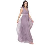 Maya Deluxe Abito Maxi con Spalle Volant Vestito per Damigella d’Onore, Moody Lilla, 52 Donna