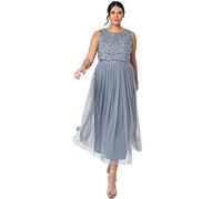 Maya Deluxe Abito Midaxi Impreziosito Vestito per Damigella d’Onore, Blu Polvere, 48 Donna