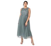 Maya Deluxe Abito Midaxi Impreziosito Vestito per Damigella d’Onore, Verde Nebbia, 50 Donna