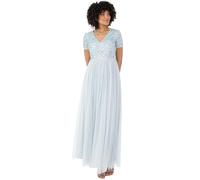 Maya Deluxe Damenkleid für Hochzeitsgäste, übergröße, Empire, Hohe Taille, Pailletten, Kurze Ärmel, Abendkleid, Brautjungfer, Vestito per Damigella d’Onore Donna, Eisblau,