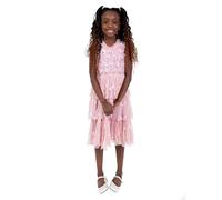 Maya Deluxe Girl's Dress Sequin Embellished Tulle Tutu Ruffles Princess Bridesmaid Wedding Guest Kids Childrens Party Flower Girl, Rosa Ballet Age 5-6 Years