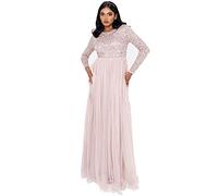 Maya Deluxe Maxi Abito A Maniche Lunghe con Abbellimento Maya Vestito per Damigella d’Onore Donna