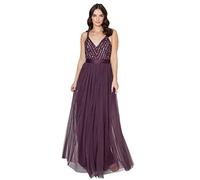 Maya Deluxe Maxi Abito Maya Senza Maniche A Righe Impreziosito Vestito per Il Ballo di fine Anno, Bacca, 48 Donna