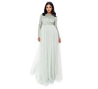 Maya Deluxe Maya Abito Lungo a Maniche Lunghe da Donna Vestito per Damigella d’Onore, Giglio Verde, 36