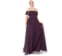 Maya Deluxe Maya Berry Bardot Embellished Maxi Dress Vestito per Damigella d’Onore, 20 Donna