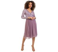 Maya Deluxe Maya Deluxe Abito Longuette da Donna, A Maniche Lunghe, Scollo A V, con Paillettes Impreziosite da Laurea Vestito per Damigella d’Onore Donna