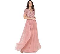 Maya Deluxe Maya Deluxe Maxi Abito da Damigella d'Onore A Righe A Maniche Corte Verde Nebbioso Vestito per Damigella donore Donna (Pacco da 1)