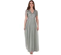 Maya Deluxe Maya Deluxe Maxi Abito da Damigella d'Onore A Righe A Maniche Corte Verde Nebbioso Vestito per Damigella donore Donna (Pacco da 1)