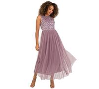 Maya Deluxe Midaxi Dress Women Ladies Sleeveless Sequins High Empire Waist Tulle Embellished for Wedding Guest Ball Vestito per Damigella d’Onore, Moody Lilac, 8 Donna