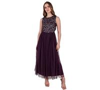 Maya Deluxe Midaxi Dress Women Ladies Sleeveless Sequins High Empire Waist Tulle Embellished for Wedding Guest Ball Vestito per Damigella d’Onore, Bacca, 40 Donna