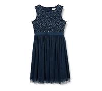 Maya Deluxe Midi Dress for Girls Sequins Embellished Party Tutu Bridesmaids Wedding with Belt Bow Vestito, Marina Militare, 9-10 Anni Bambina