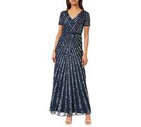 Maya Deluxe Pailletten Maxi Abendkleid Elegant für Hochzeit V-Ausschnitt A-linien-schnitt Brautjungfernkleid Vestito da Damigella d'Onore, Navy, 38 da Donna