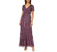Maya Deluxe Pailletten Maxi Abendkleid Elegant für Hochzeit V-Ausschnitt A-linien-schnitt Brautjungfernkleid Vestito da Damigella d'Onore, Berry, 42 da Donna