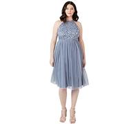 Maya Deluxe Vestito Midi Decorato con Collo Halter Damigella d’Onore, Dusty Blu, 50 Donna