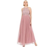 Maya Deluxe Womens Ladies Bridesmaid Maxi Dress Halter Neck Sequin Embellished Prom Graduation Wedding Vestito per Damigella d’Onore, Vintage Rose, 54 Donna