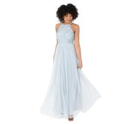 Maya Deluxe Womens Ladies Bridesmaid Maxi Dress Halter Neck Sequin Embellished Prom Graduation Wedding, Vestito per Damigella d’Onore Donna, Ice Blue,