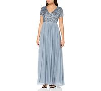 Maya Deluxe Womens Ladies Dress for Wedding Guest Plus Size Empire High Waist Sequins Short Sleeve Evening Bridesmaid Vestito per Damigella d’Onore, Blu, 40 Donna
